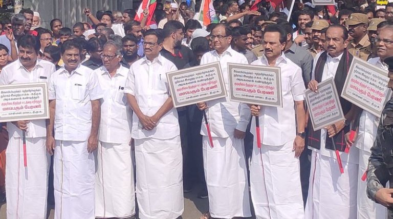 சென்னையில் எதிர்க்கட்சிகள் பேரணி துவங்கியது