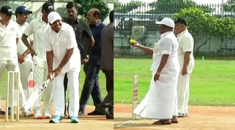 கிரிக்கெட் விளையாடிய முதலமைச்சர் பழனிசாமி – வீடியோ