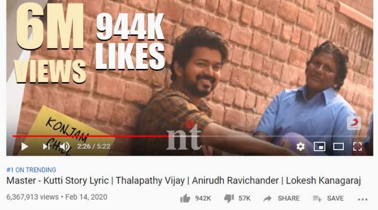 யாரும் செய்யாத சாதனை – விஜய்யின் மாஸ்டர் படத்தின் குட்டி கதை பாடல்!