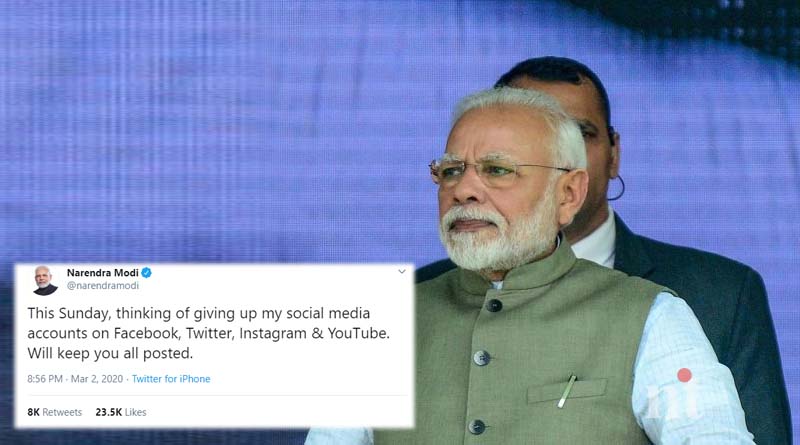 Thinking Of Giving Up Social Media Accounts On Sunday Tweets PM Modi