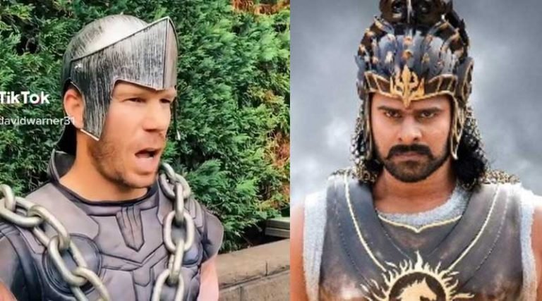 டிக்டாக்கில் பாகுபலியாக மாறிய வார்னர்; வைரல் வீடியோ
