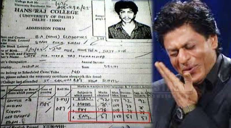 shahrukh khan marksheet