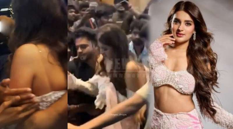 Fans Mob Actress Nidhhi Agerwal _ Chaos at The Raja Saab Movie Event Goes Viral