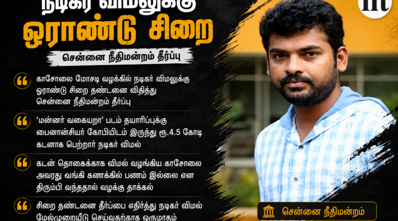 Actor Vimal Sentenced to One Year in ₹4.5 Crore Cheque Bounce Case; Court Grants Time for Appeal